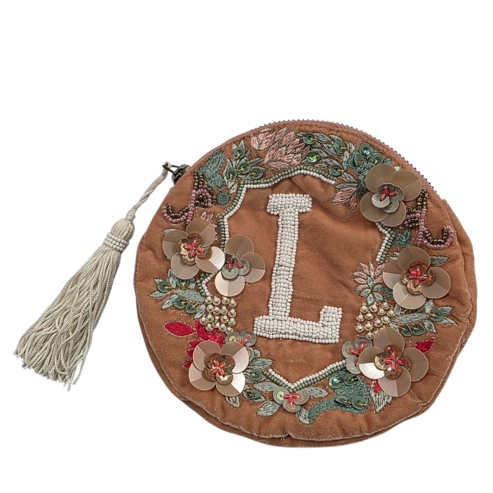 Anthropologie x Anna Harlow Russo Velvet Floral appliqué Clutch/pouch